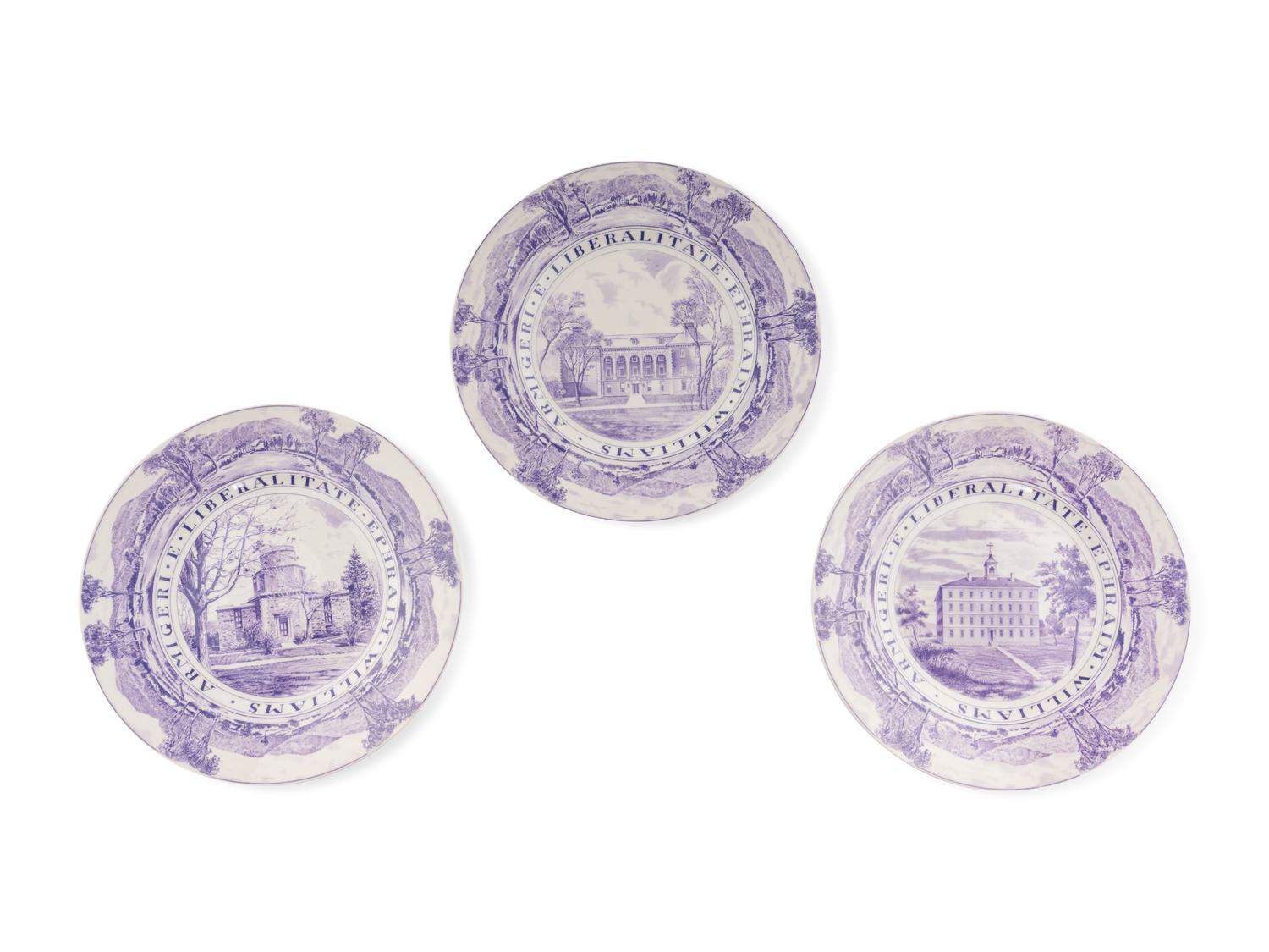A Set of Three Wedgewood Plates with Scenes from Williams College