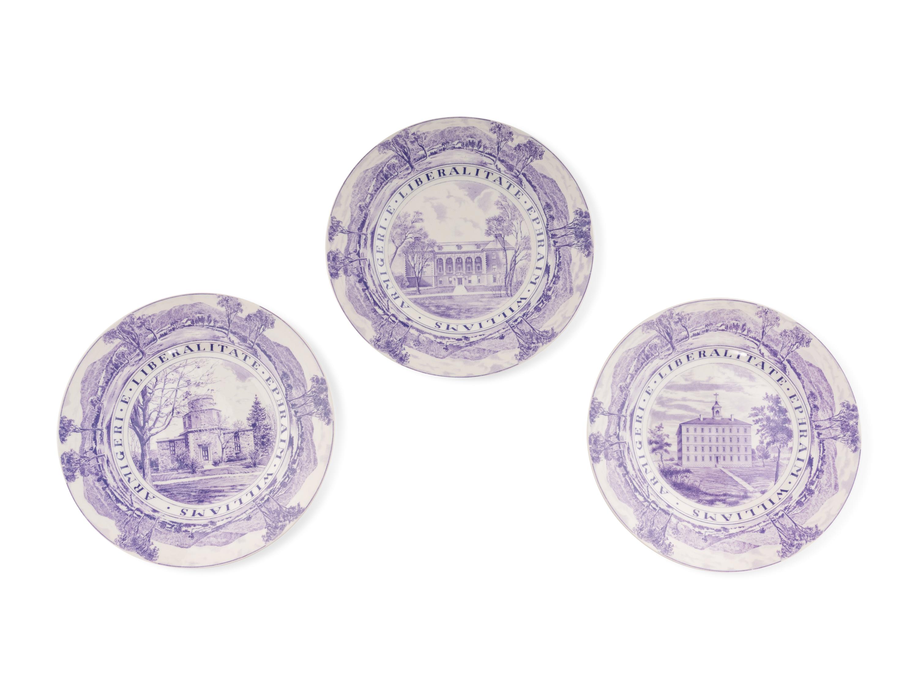 A Set of Three Wedgewood Plates with Scenes from Williams College