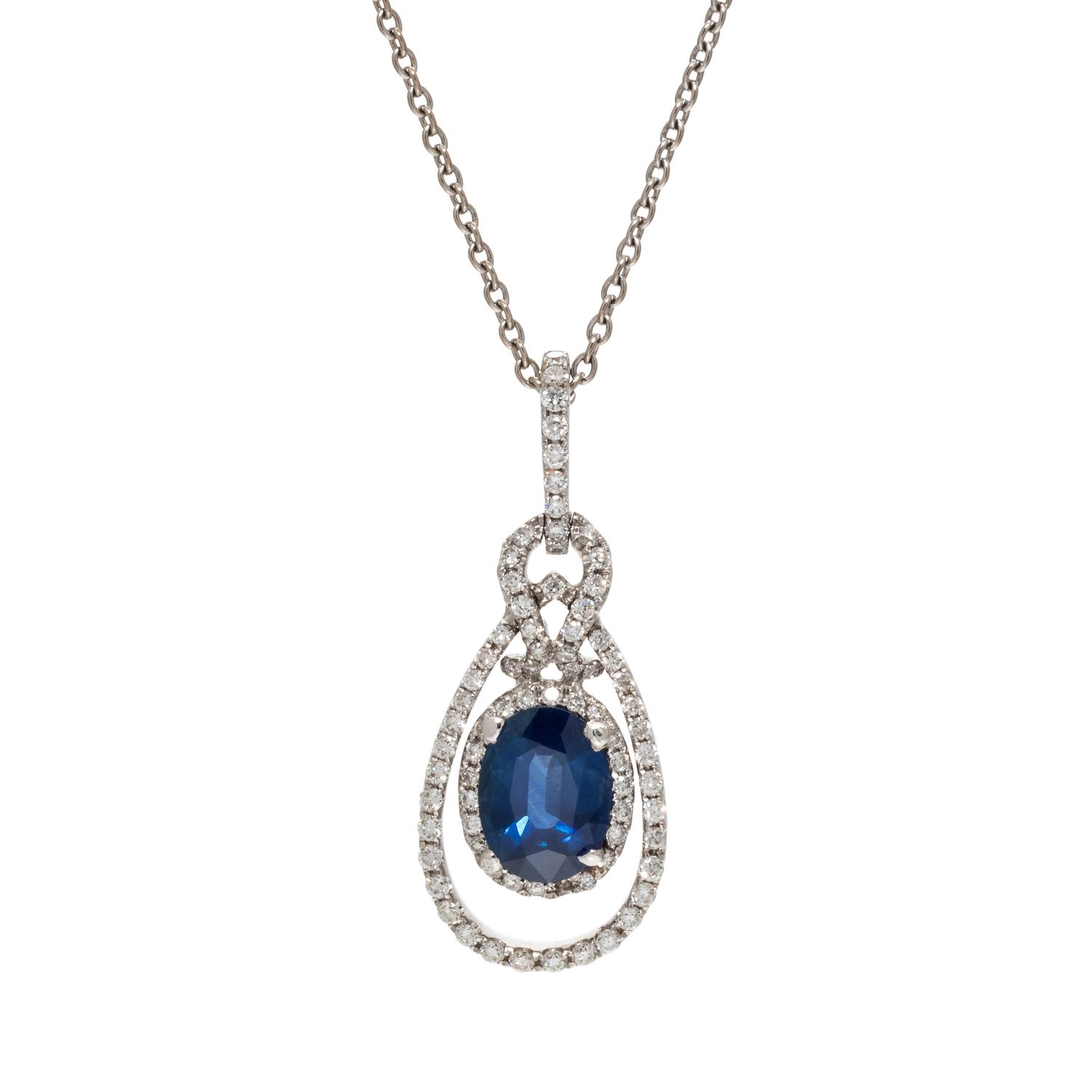 SAPPHIRE AND DIAMOND PENDANT/NECKLACE