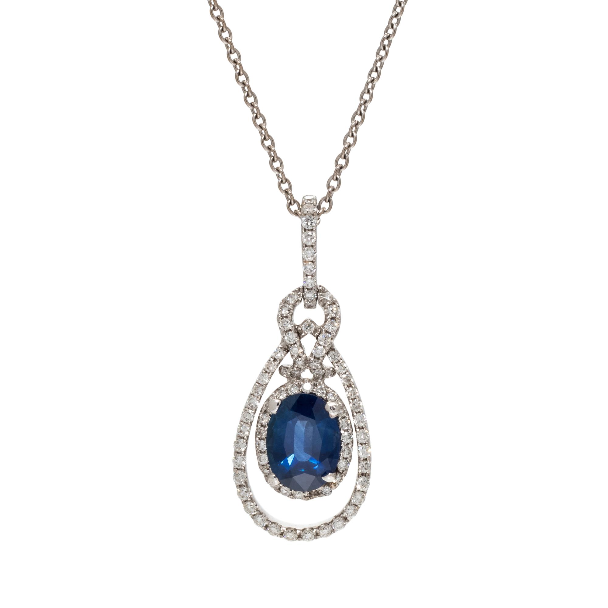SAPPHIRE AND DIAMOND PENDANT/NECKLACE