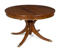 A Regency Mahogany Brass Mounted Extendable Pedestal Table