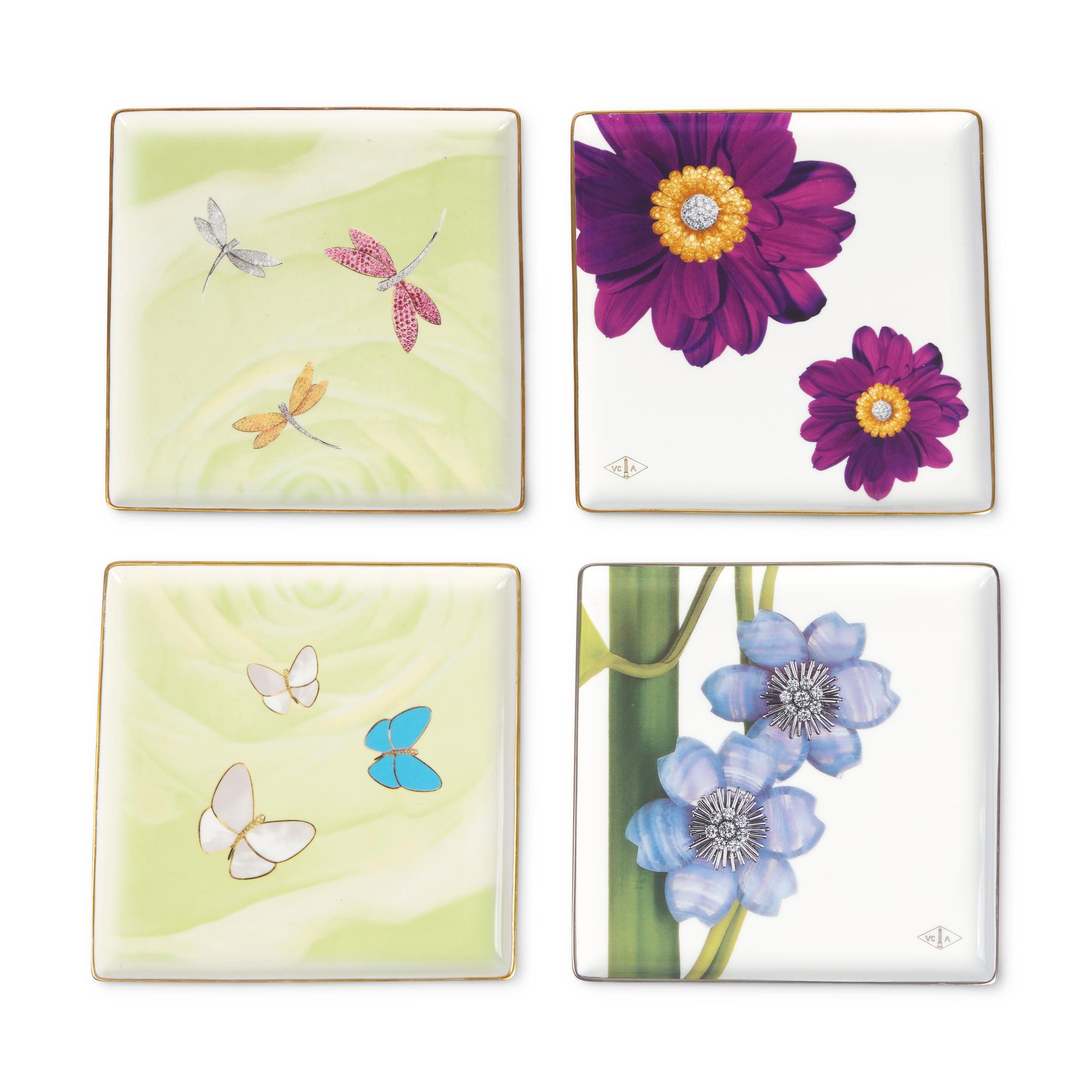 A Group of Four Van Cleef and Arpels Commemorative Porcelain Dishes