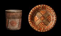 Two Maya Polychrome and Incised Vessels