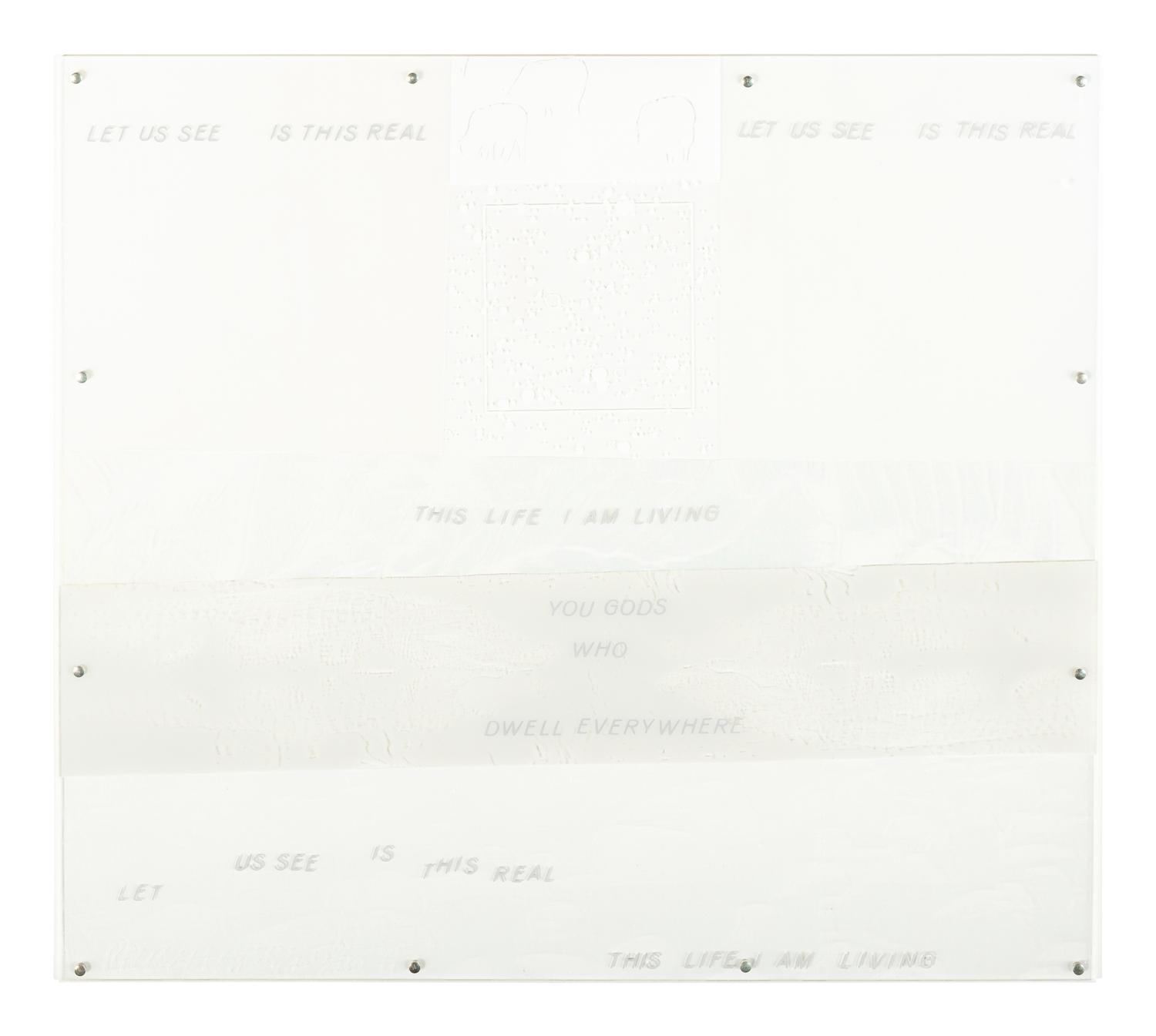 Opal Gospel (complete set of ten screenprints in colors on movable acrylic panels with the original Lucite base and screenprinted stainless steel cover), 1971