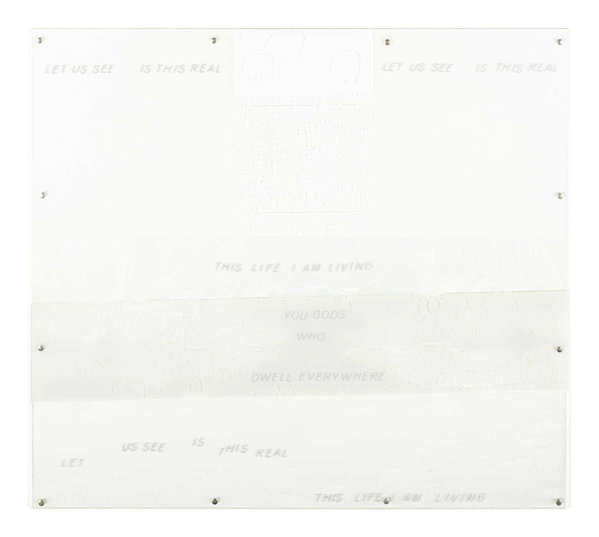 Opal Gospel (complete set of ten screenprints in colors on movable acrylic panels with the original Lucite base and screenprinted stainless steel cover), 1971