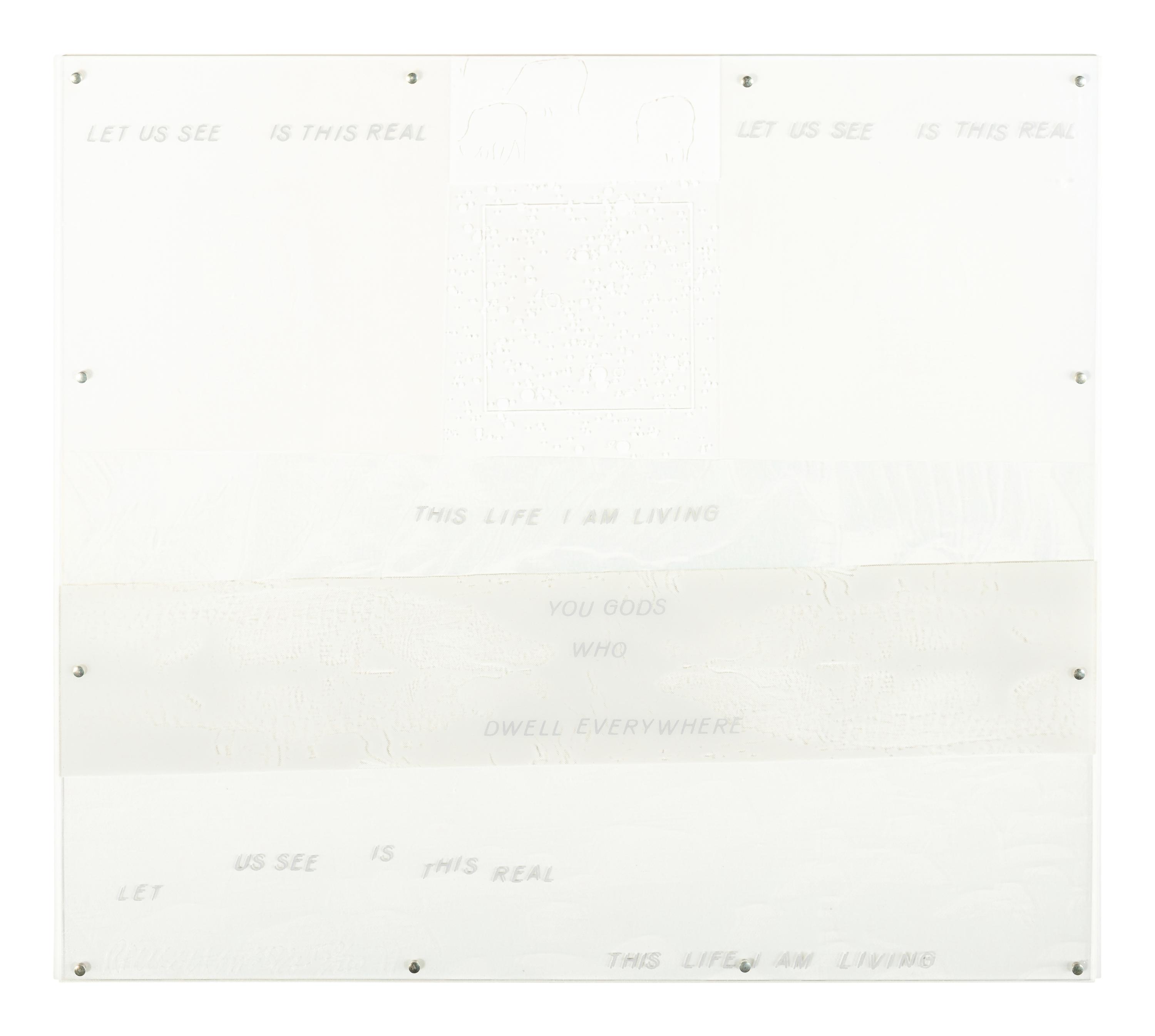 Opal Gospel (complete set of ten screenprints in colors on movable acrylic panels with the original Lucite base and screenprinted stainless steel cover), 1971