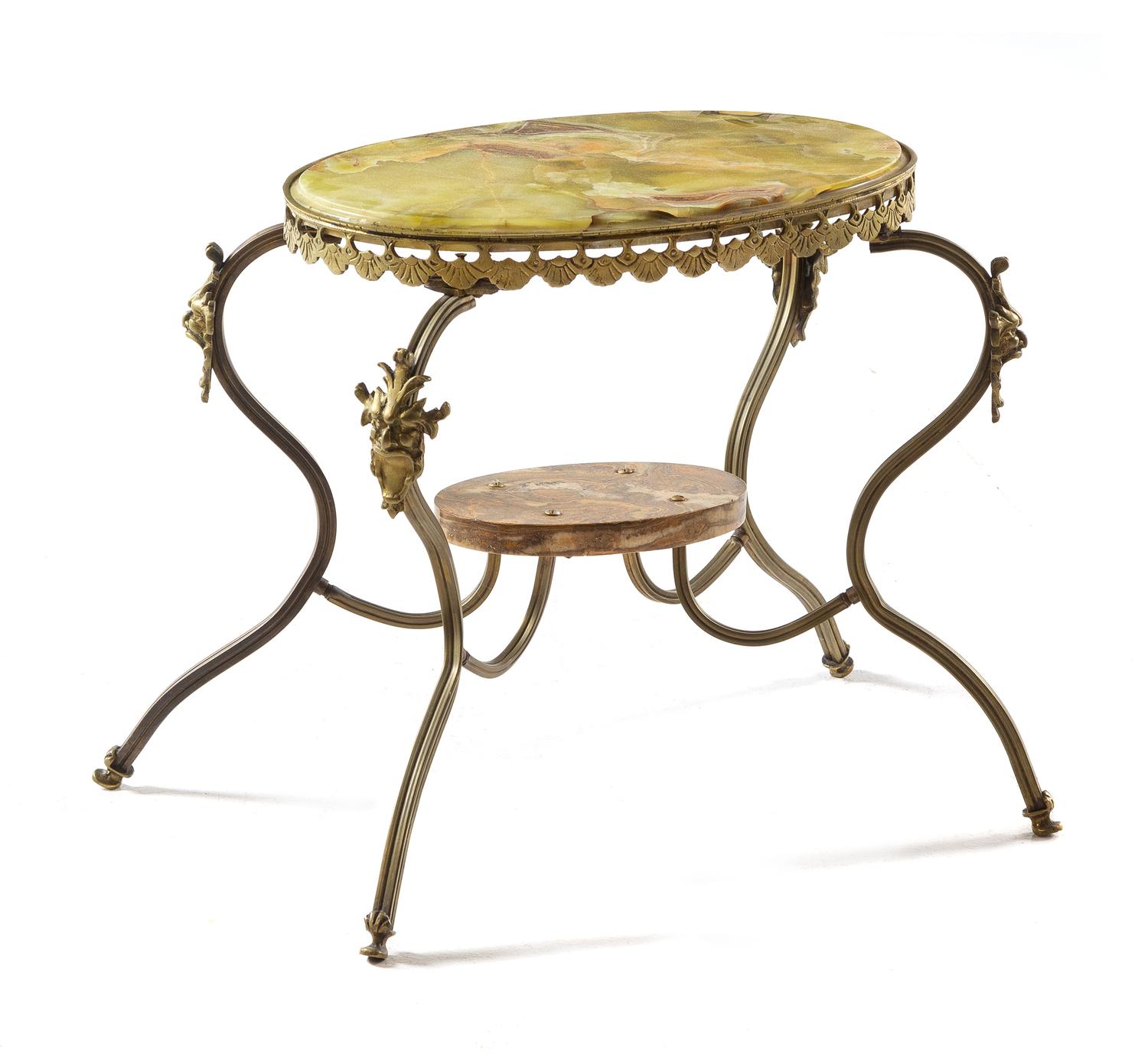A Victorian Brass and Onyx Side Table