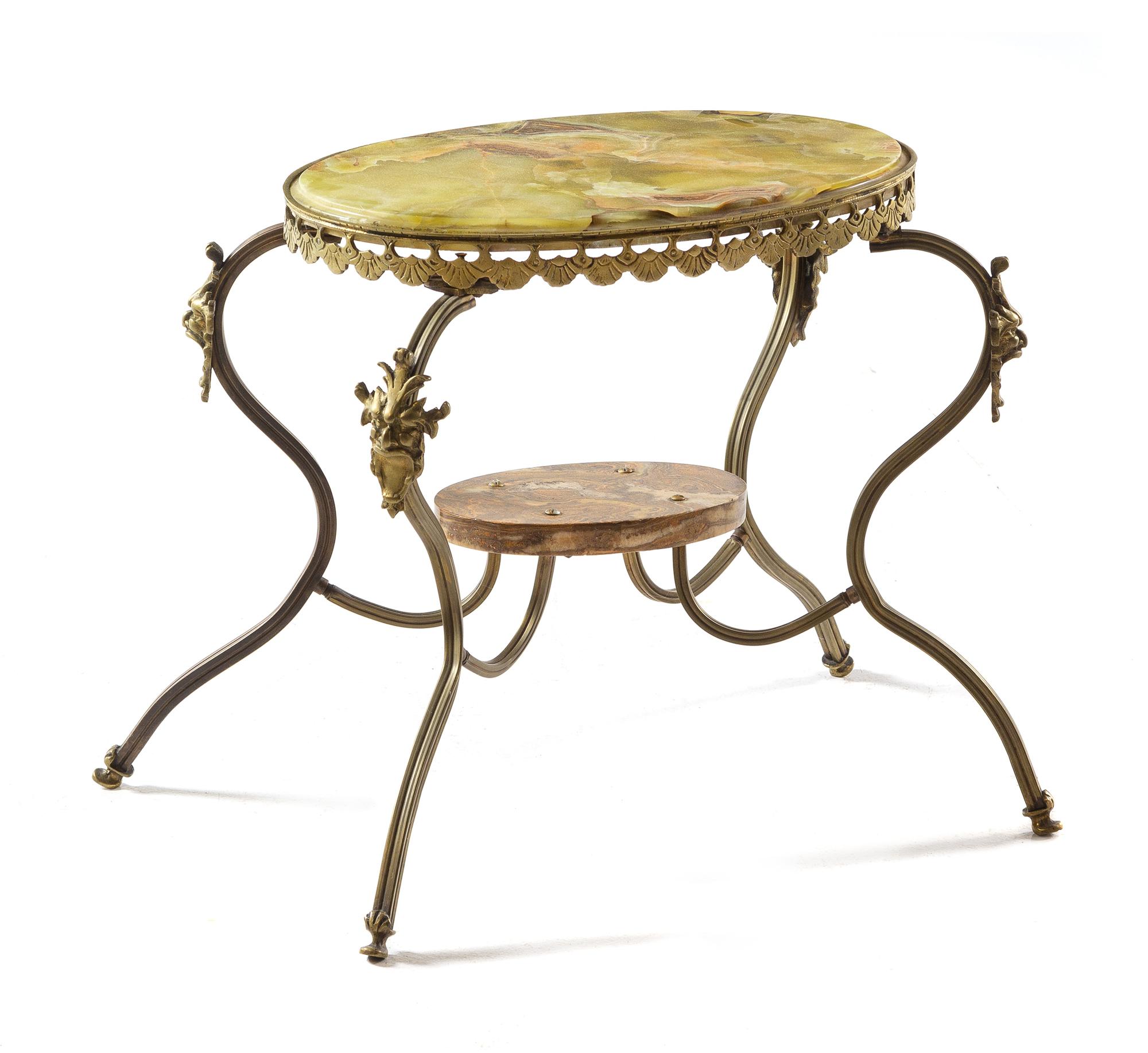 A Victorian Brass and Onyx Side Table