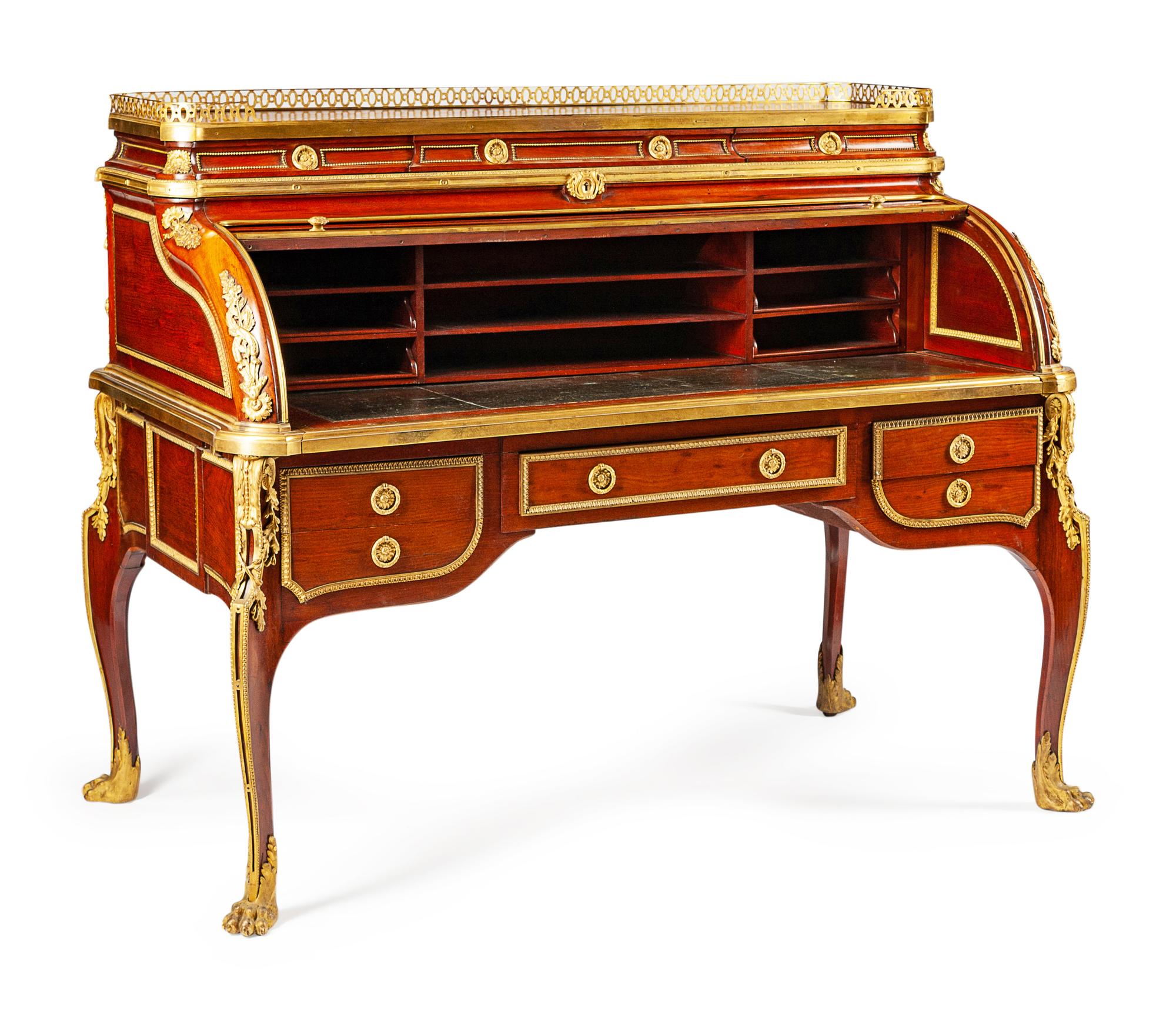 A French Gilt Bronze Mounted Cylinder Desk