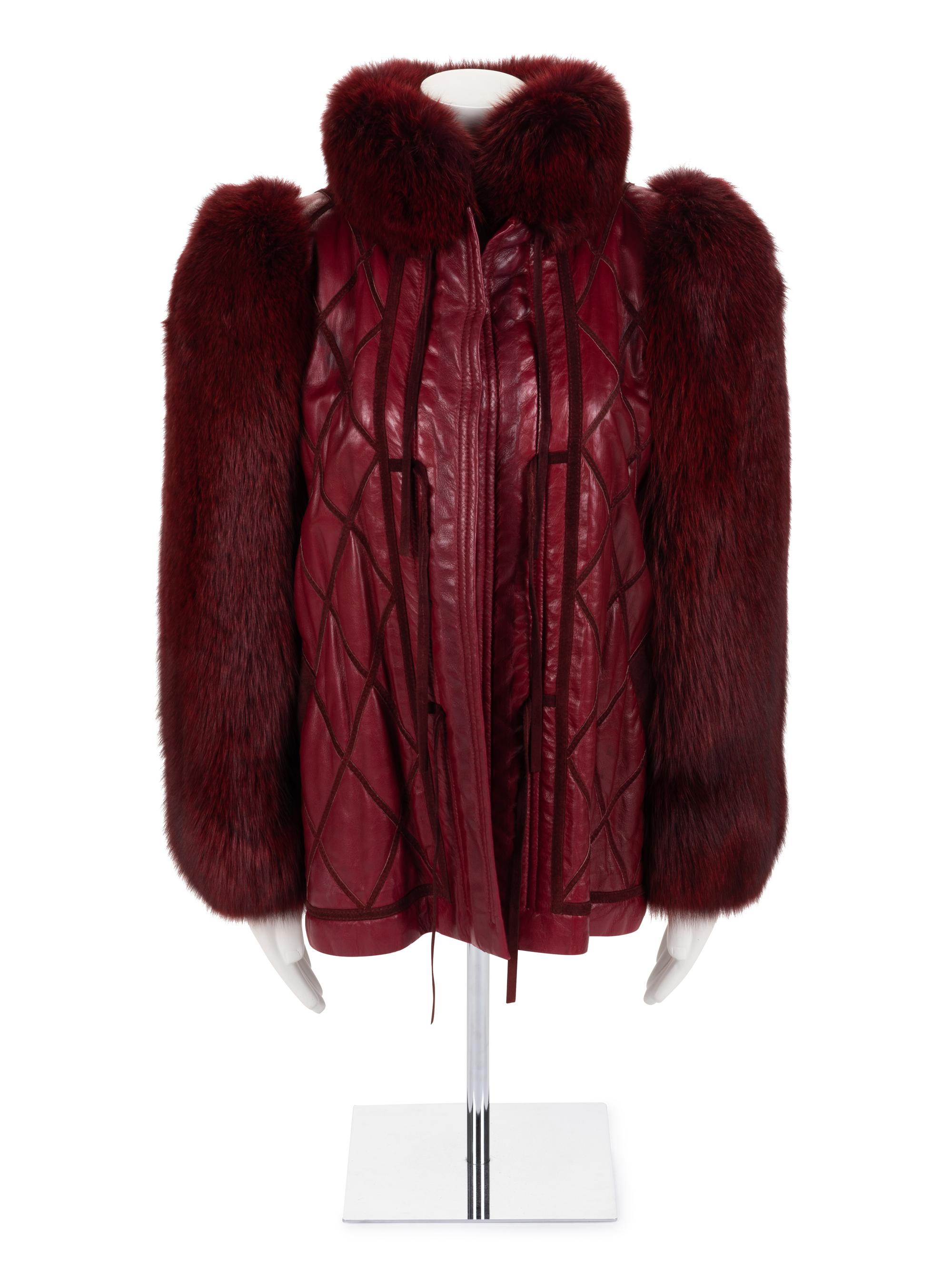 Christian Dior Leather and Fox Fur Coat, 1980s