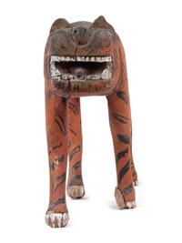 A Carved and Polychrome Painted Folk Art Tiger