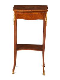 A Louis XV/XVI Transitional Gilt Bronze Mounted Marquetry Library Table
