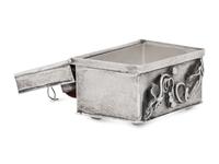 A Polish Silver Trinket Box with Inlaid Amber Cartouche