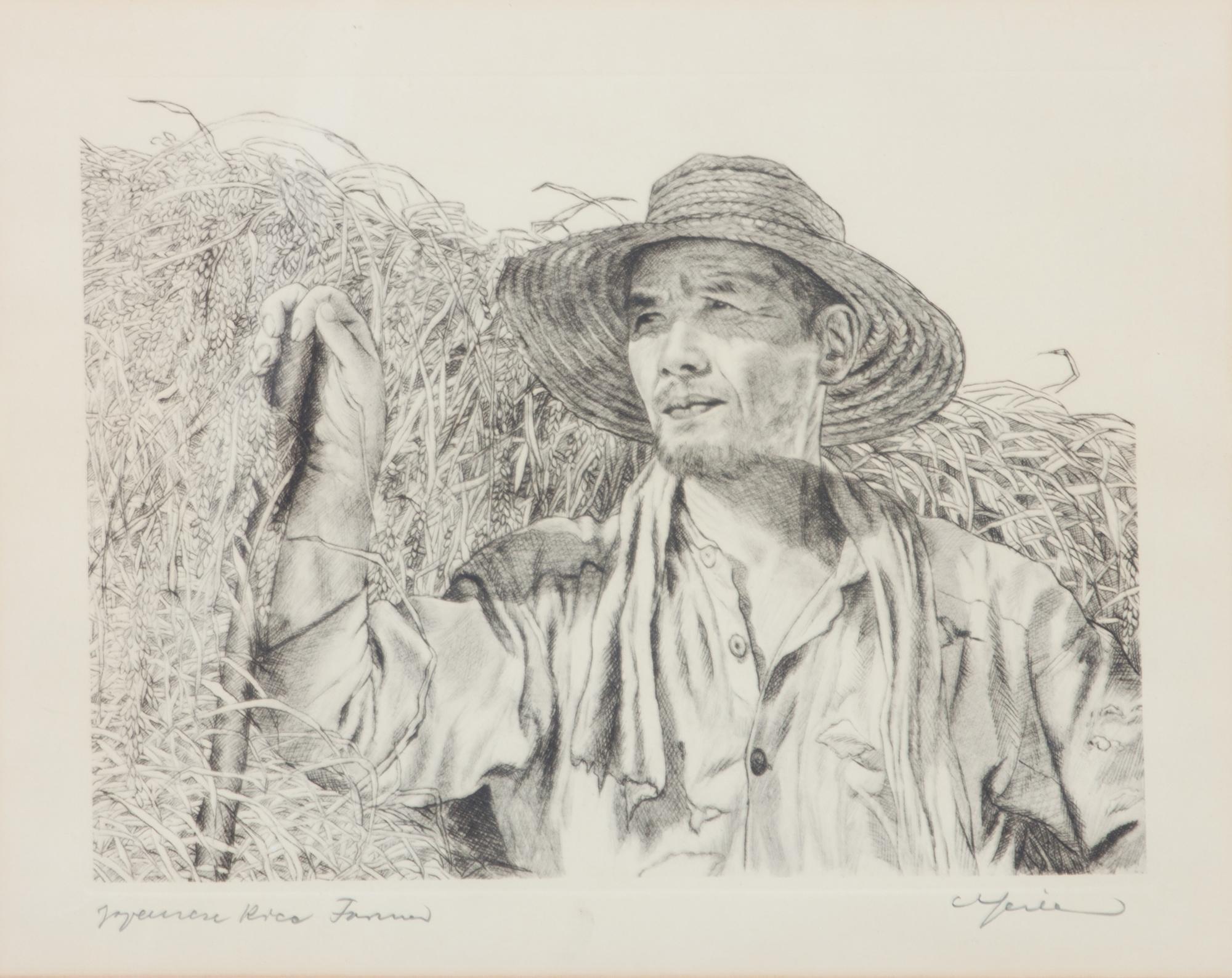 Willy Seiler, (German, 1903-1988), Five works: Japanese Rice Farmer, Rainy Day, Chatterboxes, Famous Beauty, and Little Mother