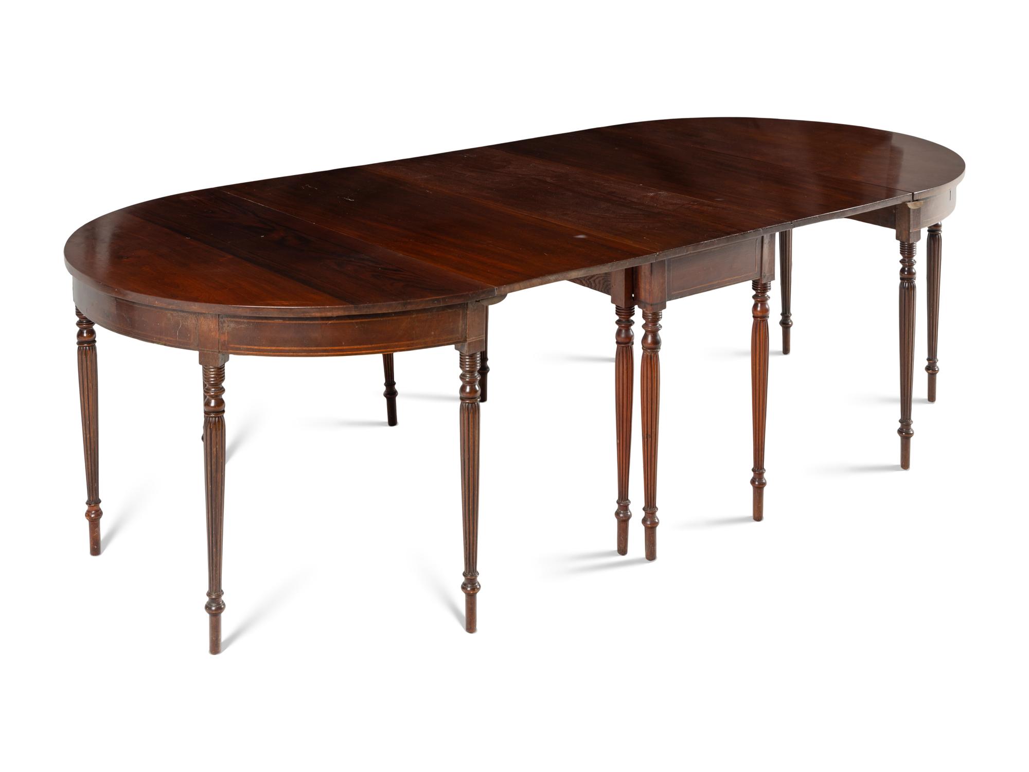 An American Classical Three-Part Mahogany Dining Table