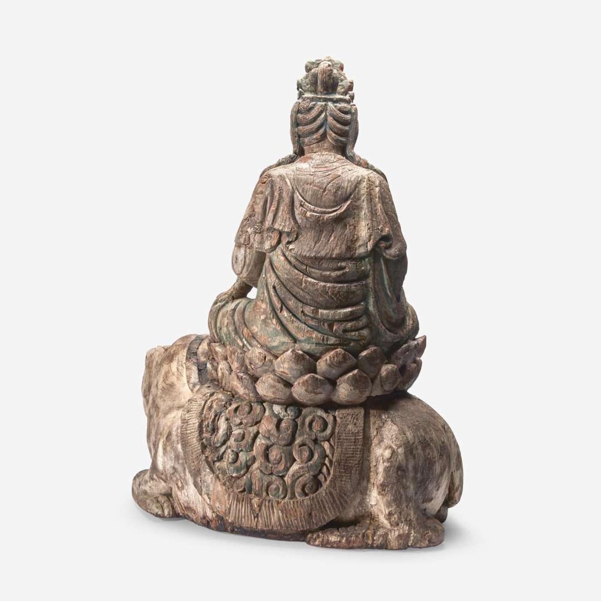 A large carved and polychromed wood figure of the Bodhisattva Puxian 木雕普贤菩萨坐像 Ming Dynasty or later ????