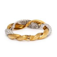 Erwin Pearl, Bicolor Gold and Diamond Twisted Link Bracelet