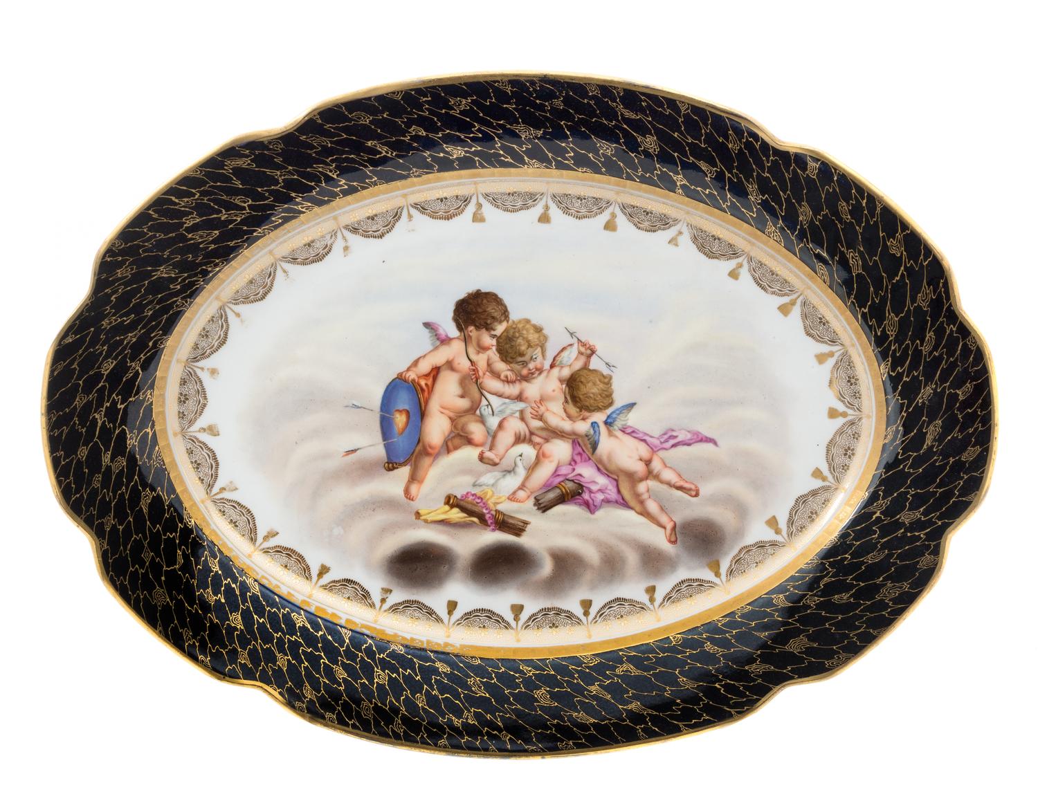 A Continental Porcelain Platter Width 22 3/4 inches.