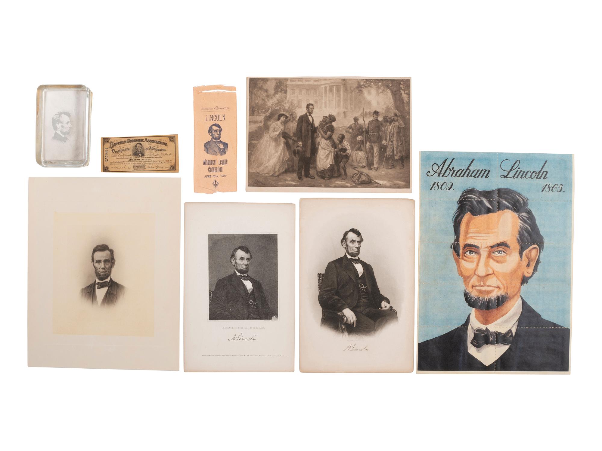 [LINCOLNIANA]. Photographs and ephemera related to Abraham Lincoln and his associates.