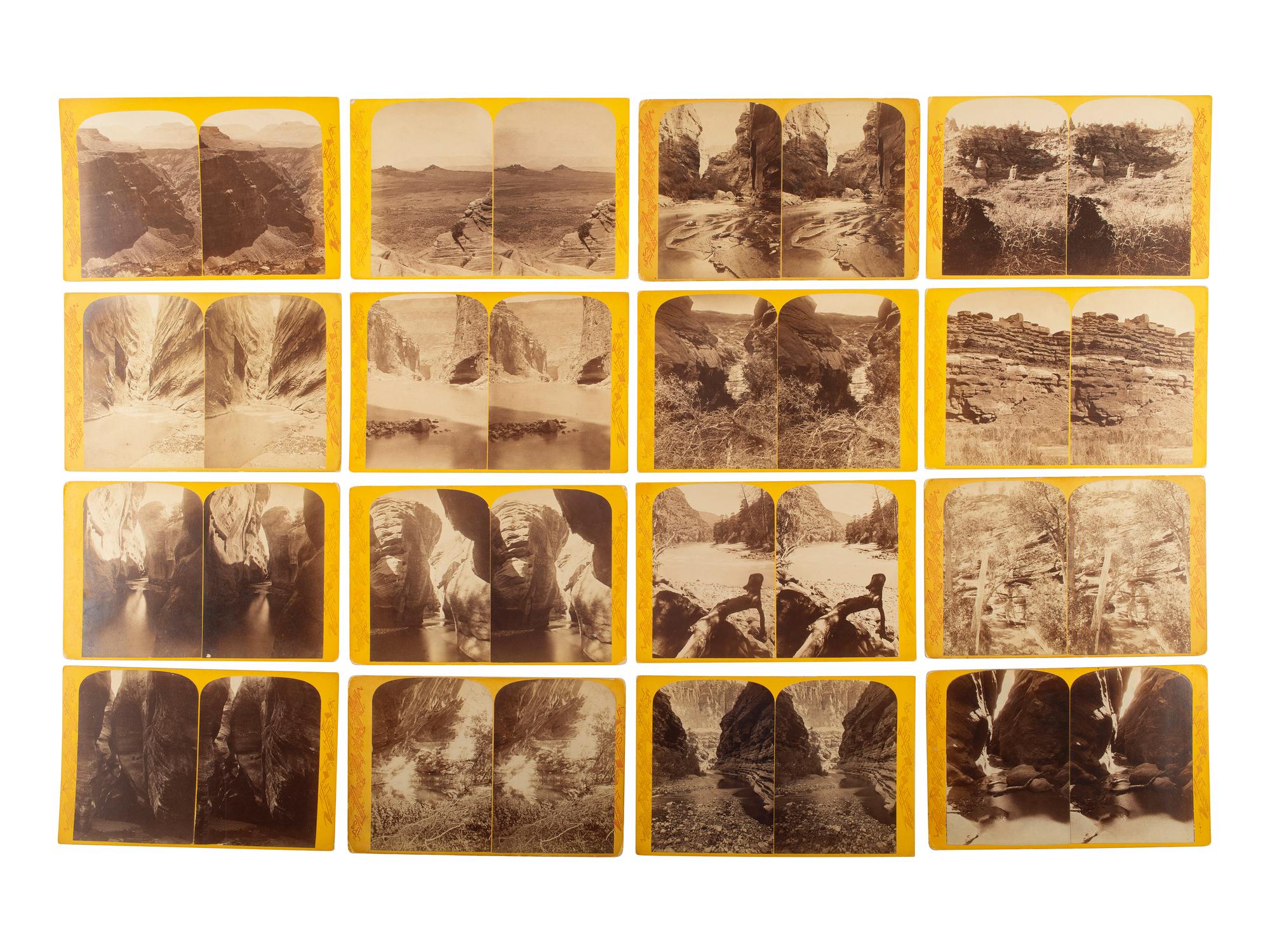 [WESTERN AMERICANA]. HILLERS, John K., FENNIMORE, J., and BEAMAN, E.O., photographers. A group of 38 Powell Expedition stereoviews, including: