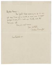 REMINGTON, Frederic (1861-1909). Autograph letter signed ("Frederic Remington"), to Thomas. New Rochelle, NY, n.d.