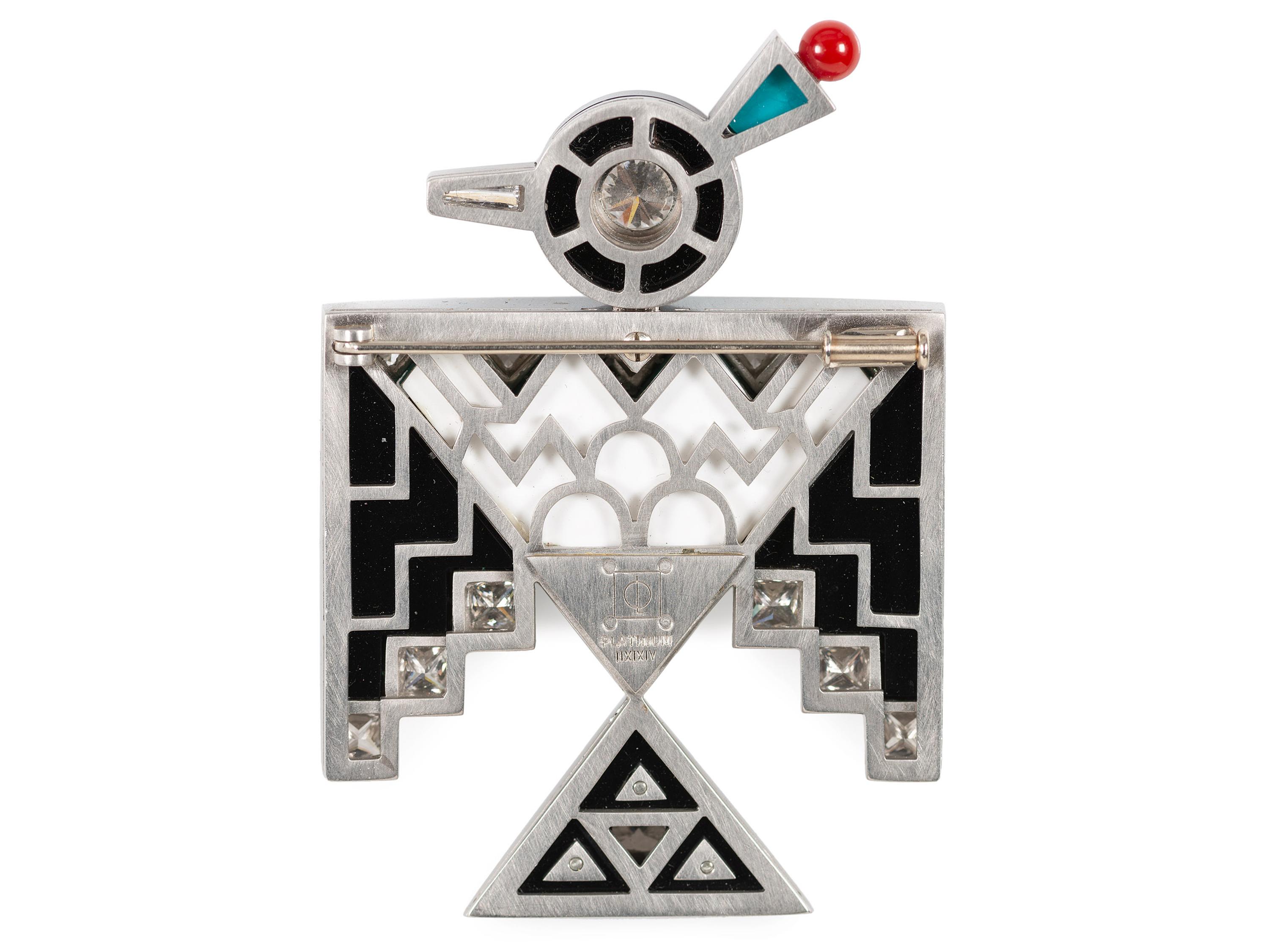 Award Winning Southwestern-style Platinum Thunderbird Brooch