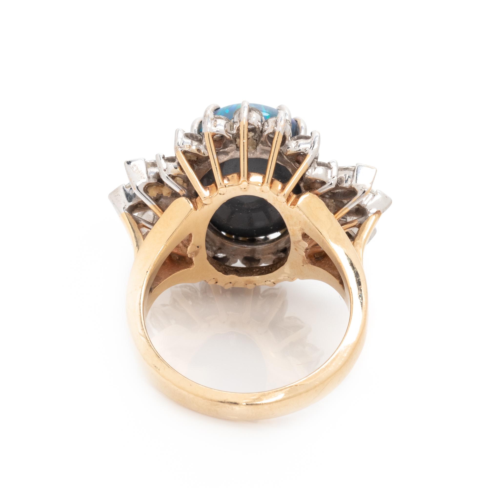 BLACK OPAL AND DIAMOND RING