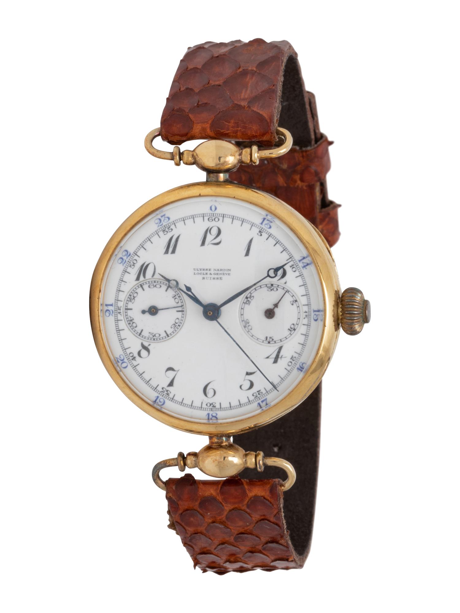 ULYSSE NARDIN, 18K YELLOW GOLD SINGLE PUSHER CHRONOGRAPH WATCH