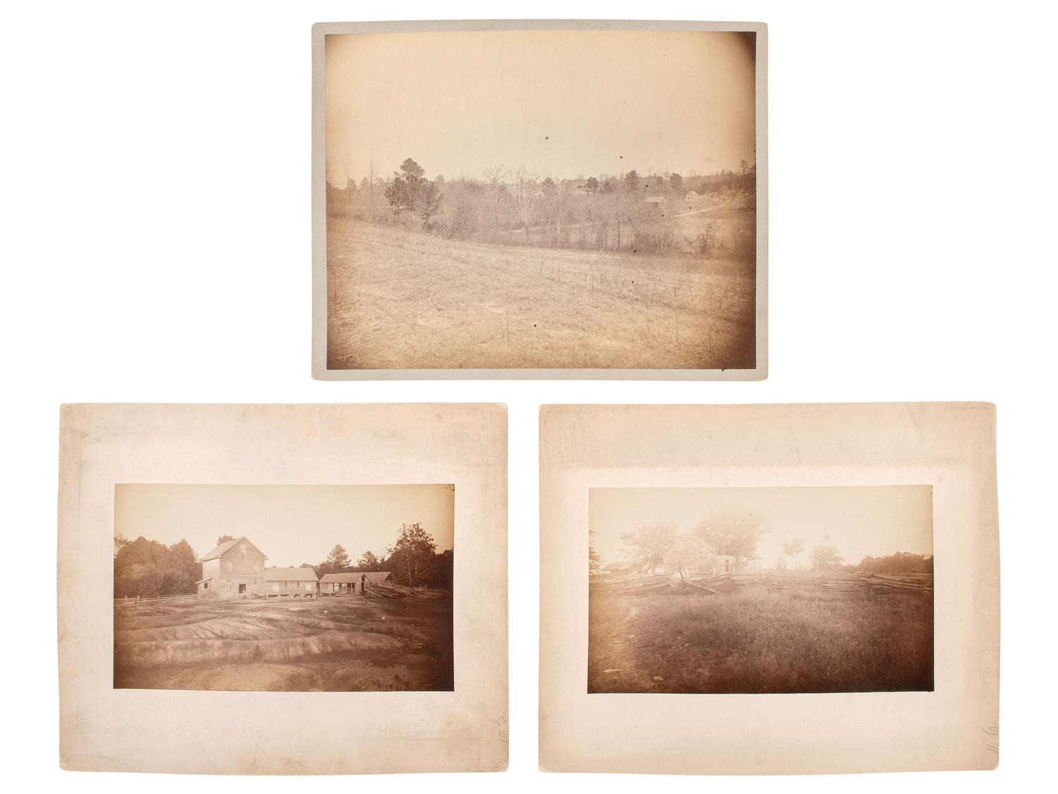 [CIVIL WAR]. 19 albumen photographs of various Civil War battlefields, particularly Chickamauga. Ca 1880s.