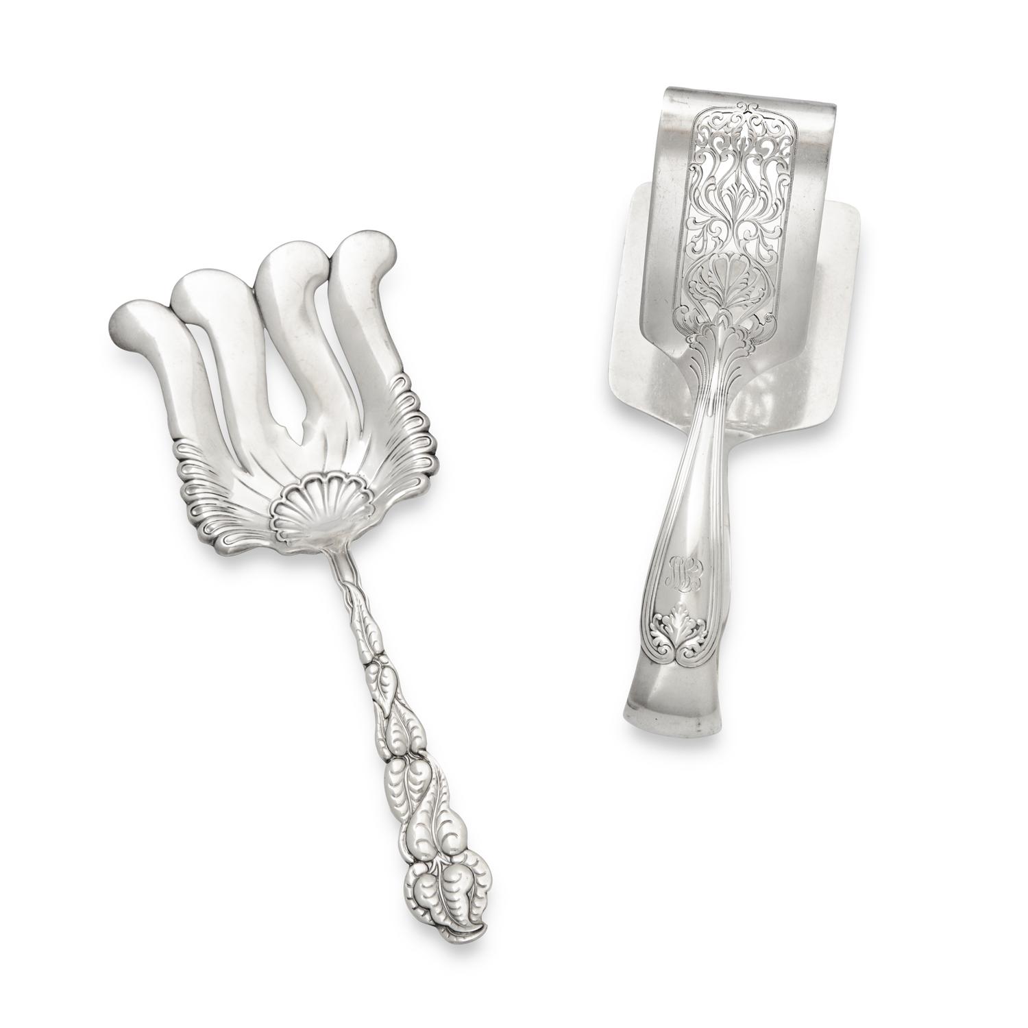 A Sterling Silver Asparagus Tongs and Fork