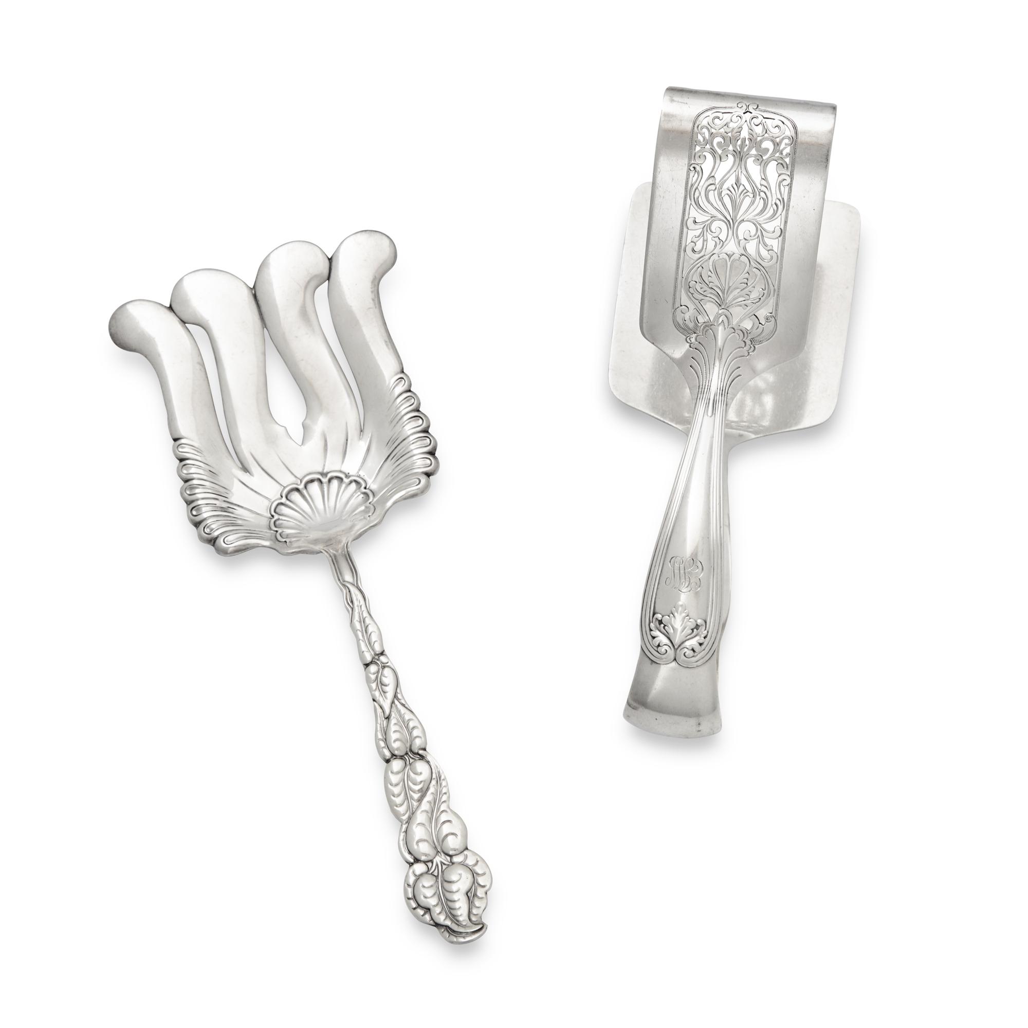 A Sterling Silver Asparagus Tongs and Fork