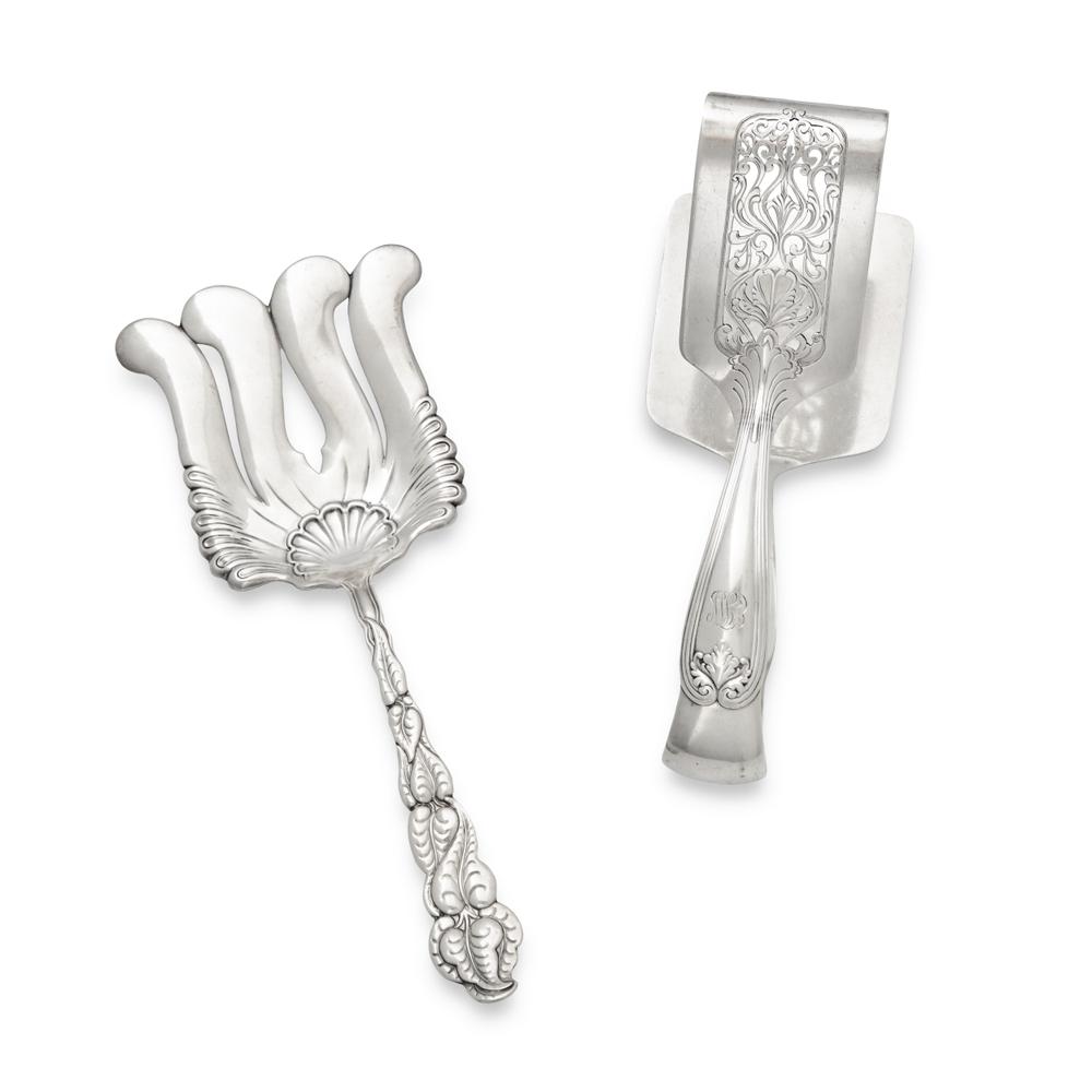 A Sterling Silver Asparagus Tongs and Fork