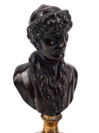 Two Pairs of Continental Bronze and Marble Small Busts