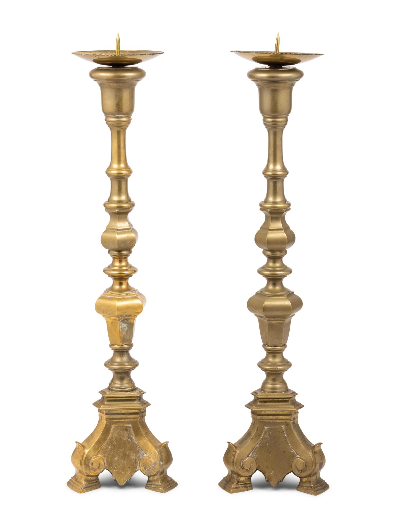 A Pair of Brass Pricket Sticks