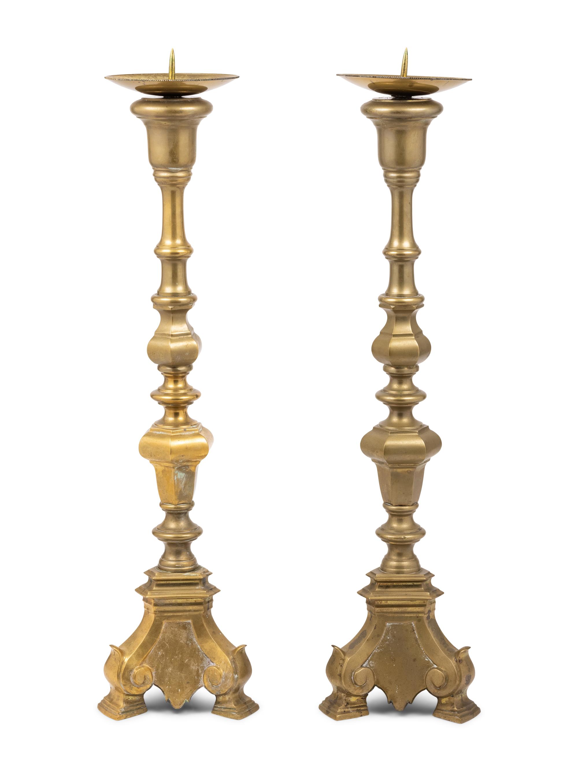 A Pair of Brass Pricket Sticks