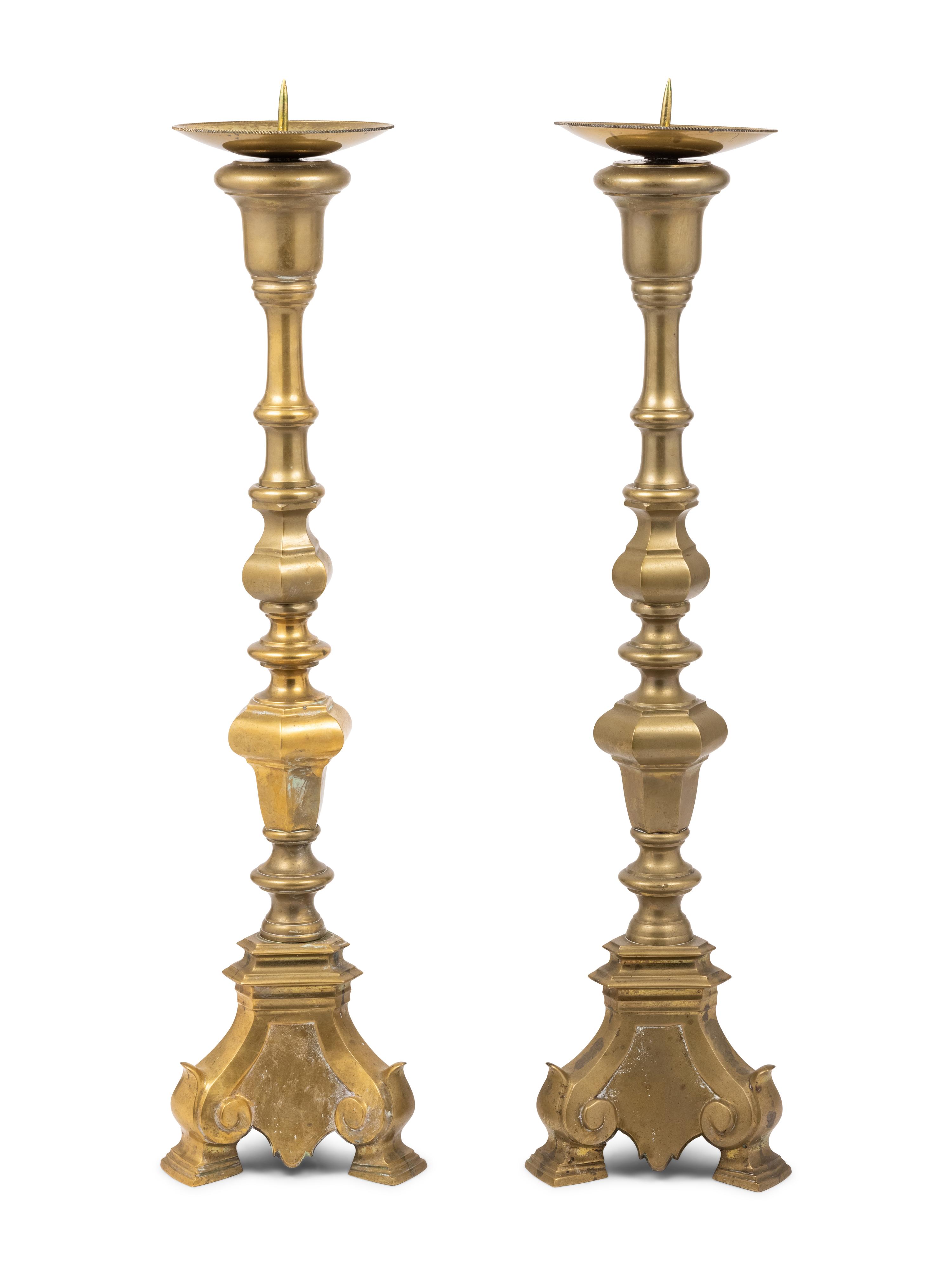 A Pair of Brass Pricket Sticks