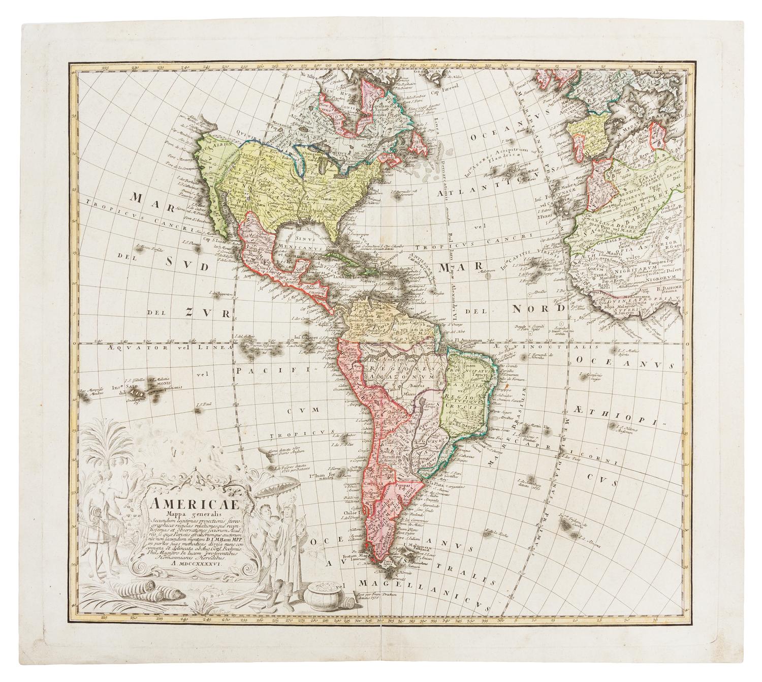 HOMANN HEIRS. Americae Mappa generalis. Nuremberg, 1746 or later.
