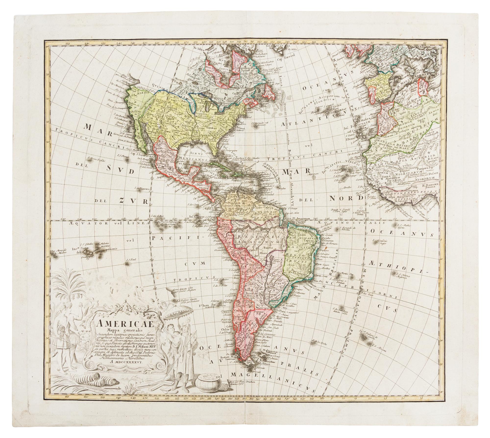 HOMANN HEIRS. Americae Mappa generalis. Nuremberg, 1746 or later.