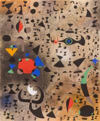 After Joan Miro, (Spanish, 1893-1983), Femmes au bord du lac a la surface irisee par le passage d’un cygnet (pl. 17 from the Constellat