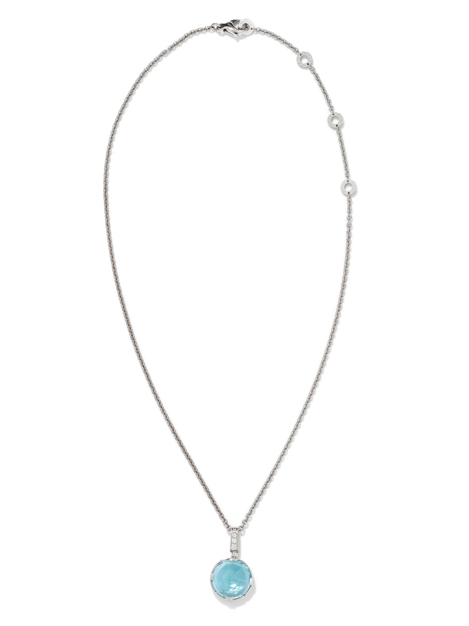 BVLGARI, WHITE GOLD, BLUE TOPAZ AND DIAMOND 'PARENTESI' PENDANT/NECKLACE