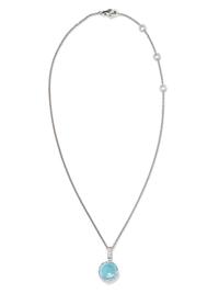BVLGARI, WHITE GOLD, BLUE TOPAZ AND DIAMOND 'PARENTESI' PENDANT/NECKLACE