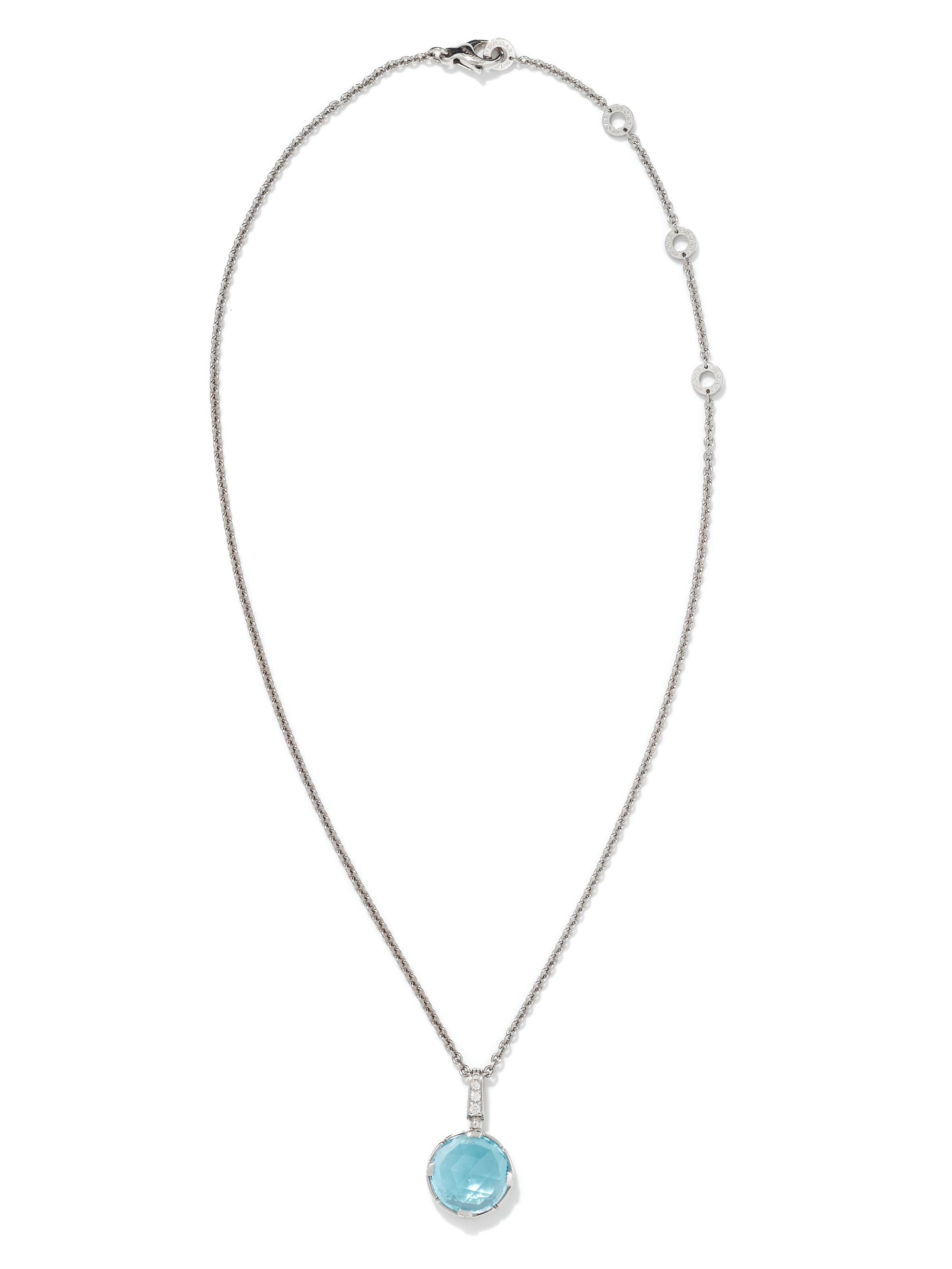 BVLGARI, WHITE GOLD, BLUE TOPAZ AND DIAMOND 'PARENTESI' PENDANT/NECKLACE