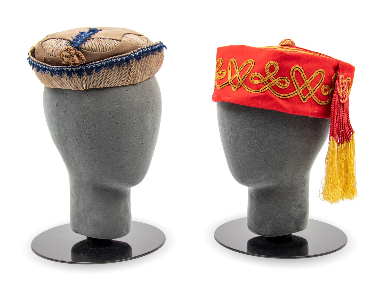 Collection of Five Men's Smoking Caps, Mid 19th Century