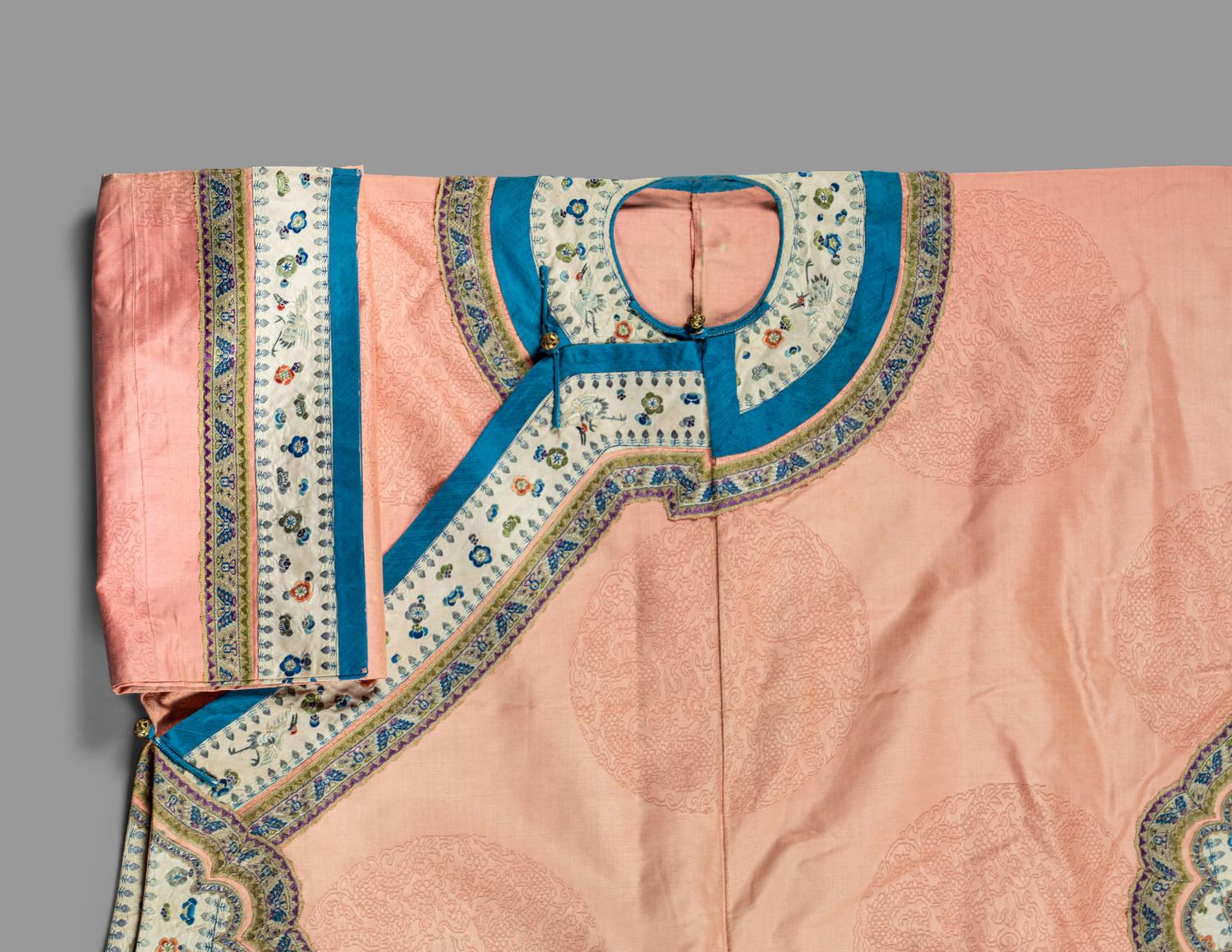 A Chinese Peach Ground Silk Lady's Robe