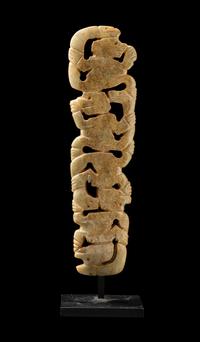 A Costa Rican White-Jade Snake and Monkey Pendant