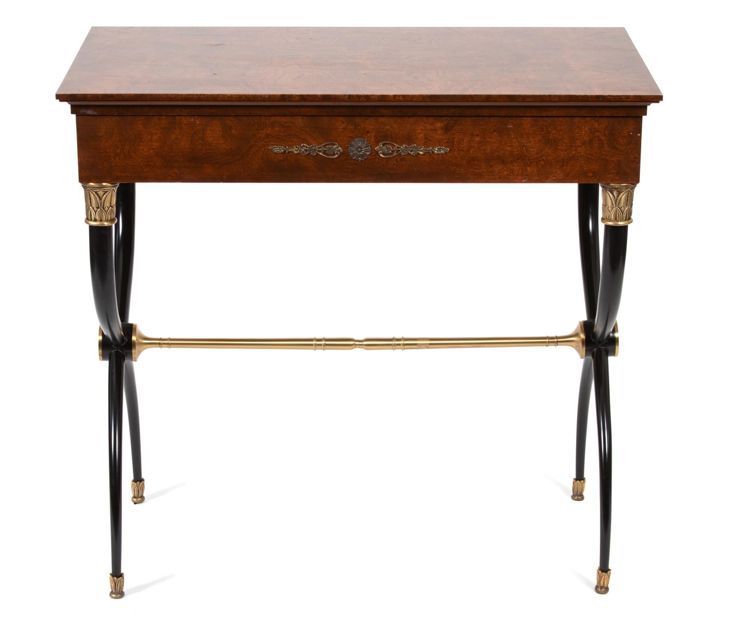 A Charles X Style Partially Ebonized Ladies Desk Height 32 x width 33 1/2 x depth 17 3/4 inches. — 20TH CENTURY