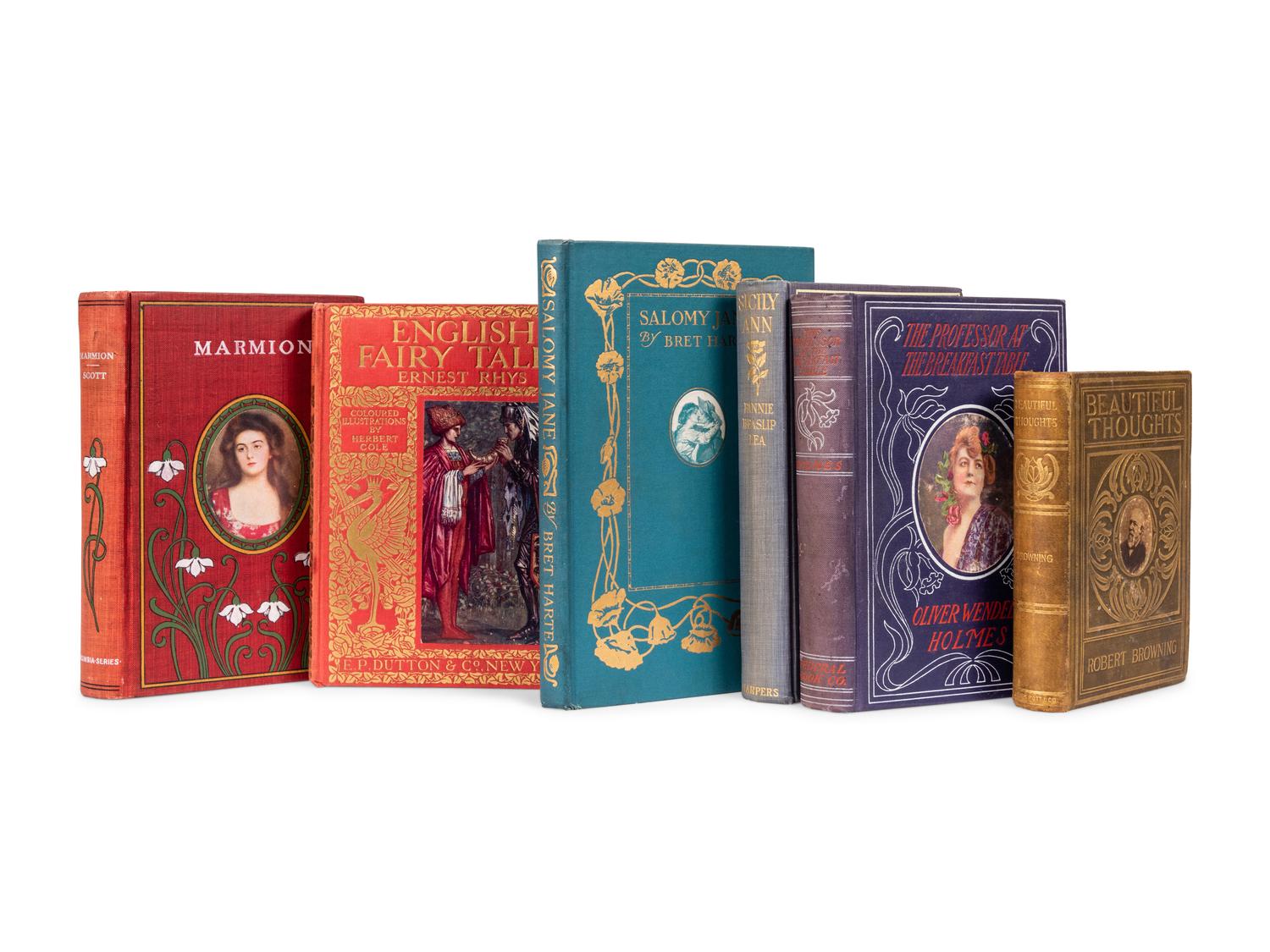 [PUBLISHER'S TRADE BINDINGS - AMERICAN]. A group of 6 bindings featuring onlay printed portraits, comprising: