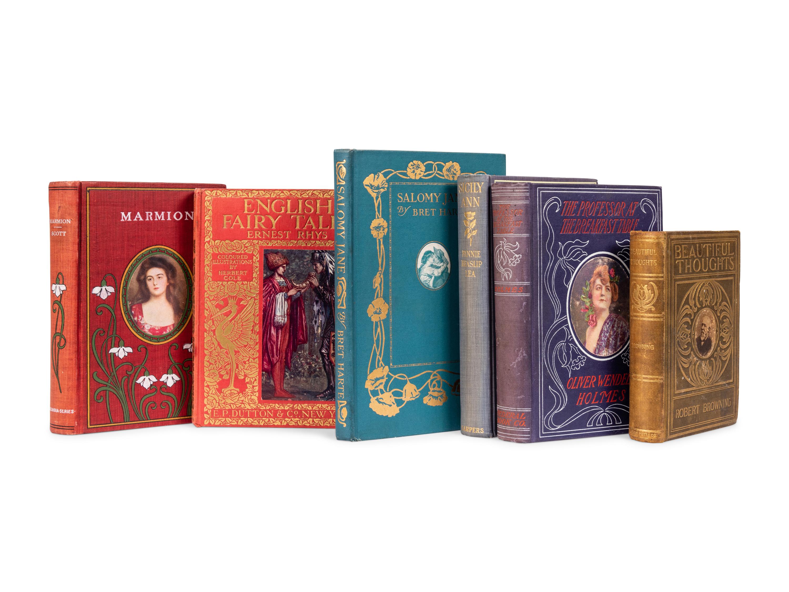 [PUBLISHER'S TRADE BINDINGS - AMERICAN]. A group of 6 bindings featuring onlay printed portraits, comprising: