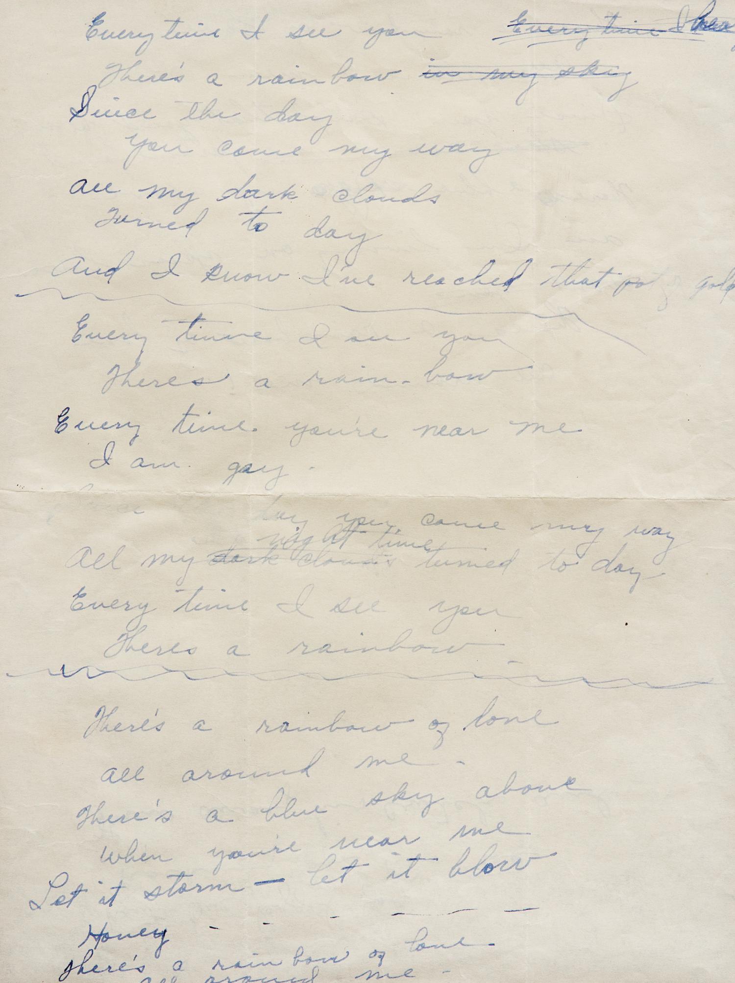 HOLLY, Buddy (1936-1959). Autograph manuscript, unsigned, undated.