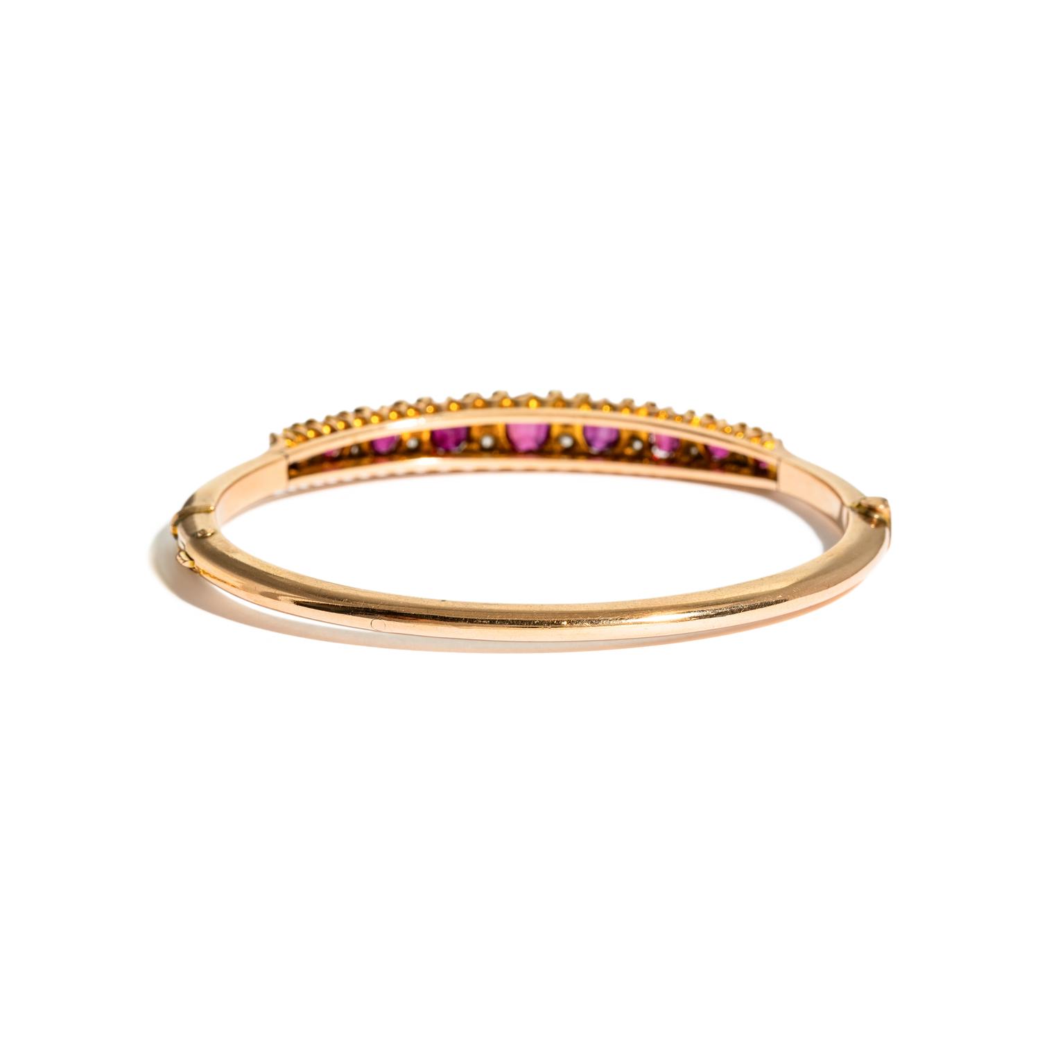 ANTIQUE, RUBY AND DIAMOND BANGLE BRACELET